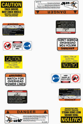 Dump truck warning 1/24 or 1/25 scale Water Slide Decal Sheet