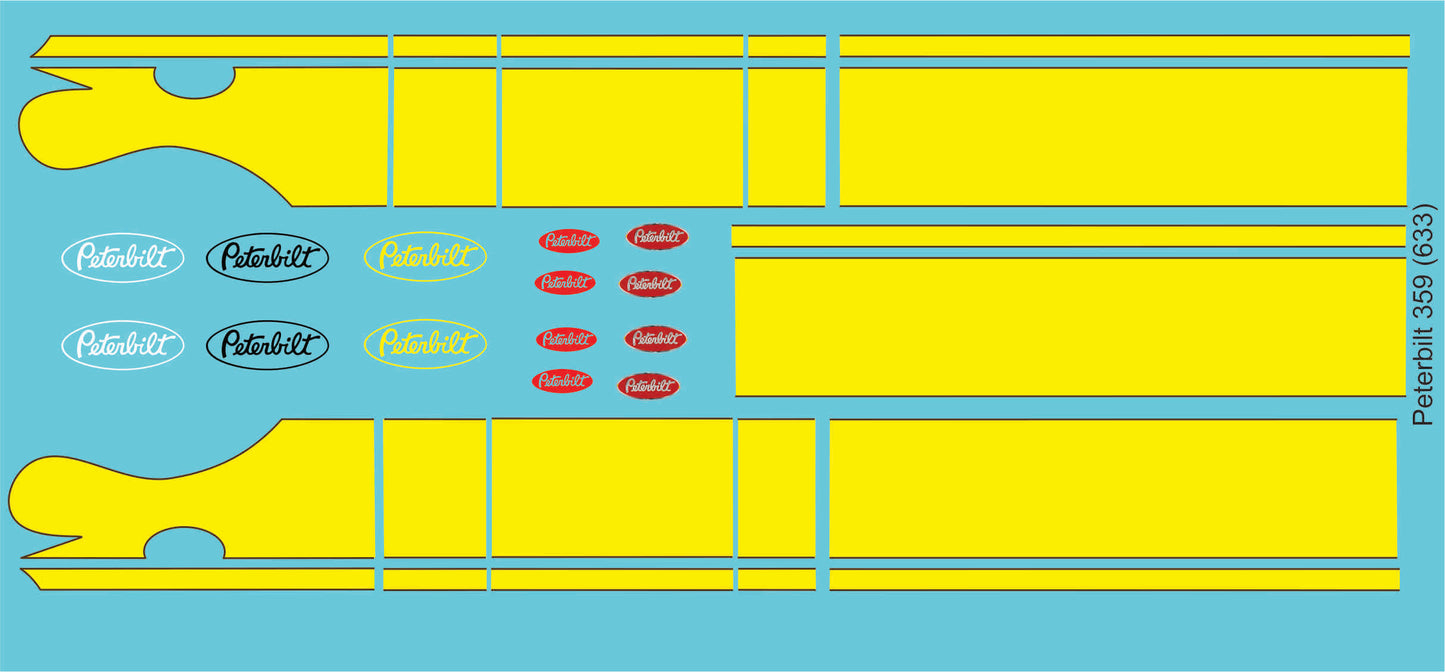 Peterbilt 359 Stripes 1/24 or 1/25 scale Water Slide Decal Sheet