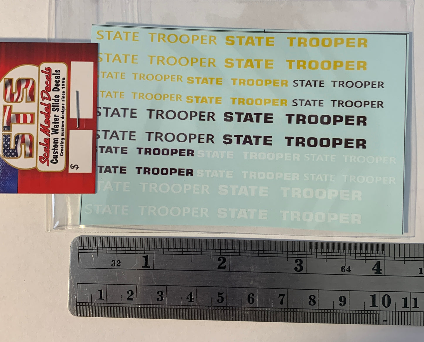 State Trooper scale model water slide decal