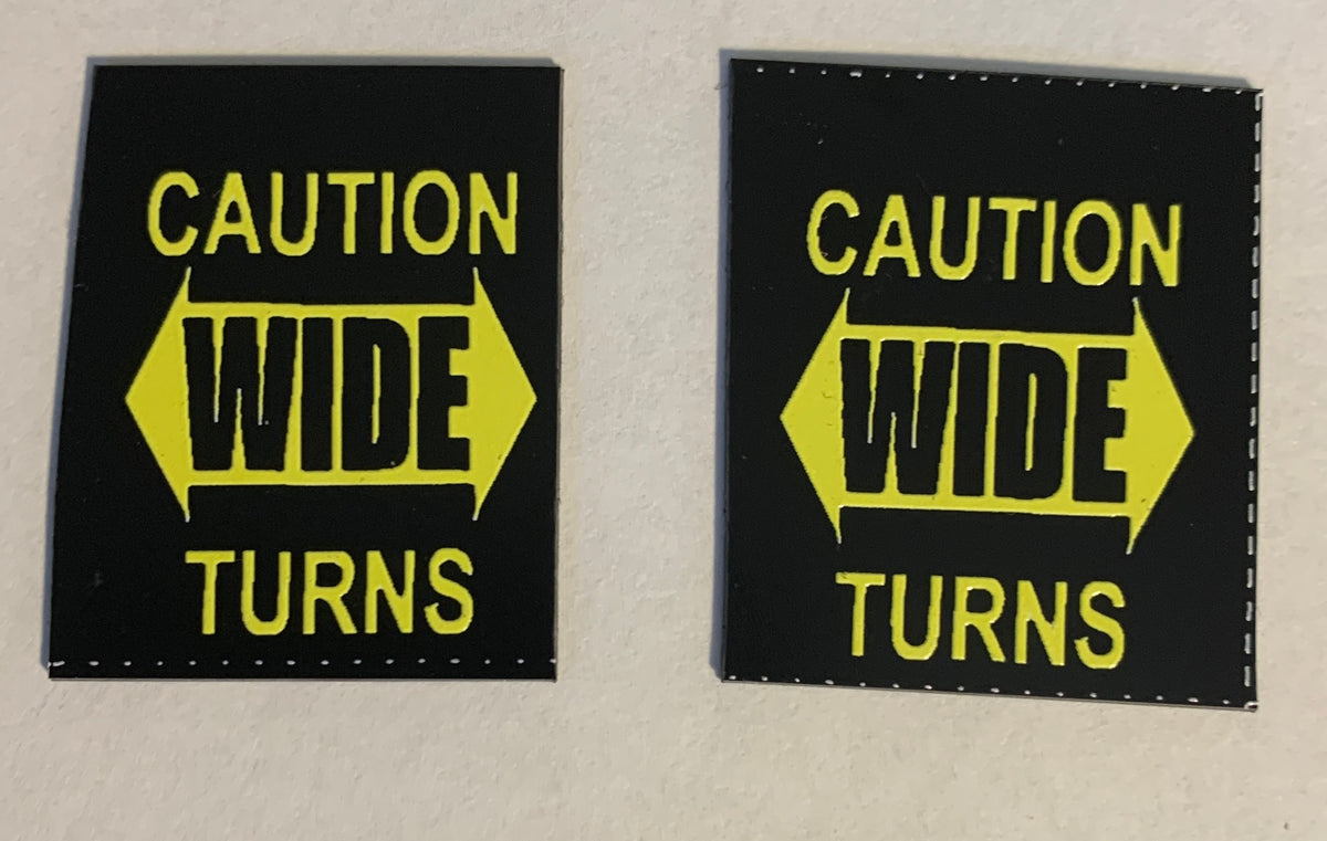 Caution Wide Turns Mud Flaps Dimensional decal
