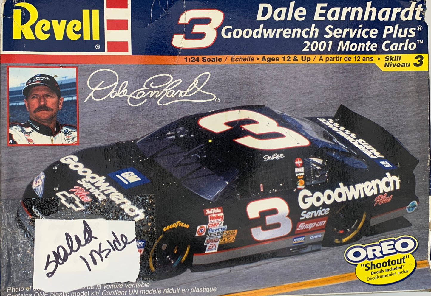 Revell #3 Dale Earnhardt Goodwrench Service Plus 2001 Monte Carlo, 1/24 Scale Model Kit (Open, Sealed Inside)