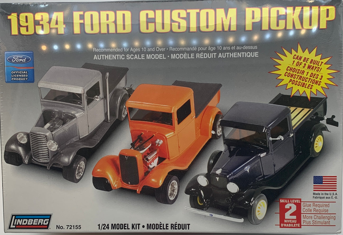 Lindberg 1934 Ford Custom Pickup 3-in-1, 1/24 Scale Model Kit