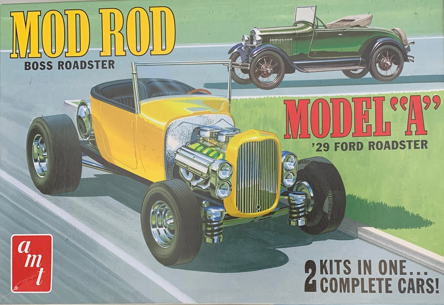 AMT Mod Rod Boss Roadster Model “A” ‘29 Ford Roadster 2 Kits In 1, 1/25 Scale Model Kit