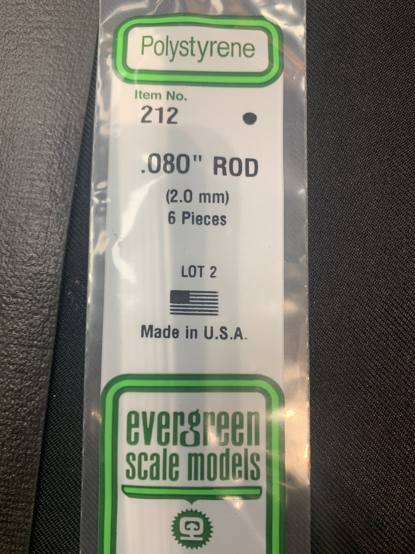 Evergreen Polystyrene Rod #212 .080 diam 2.0 mm
