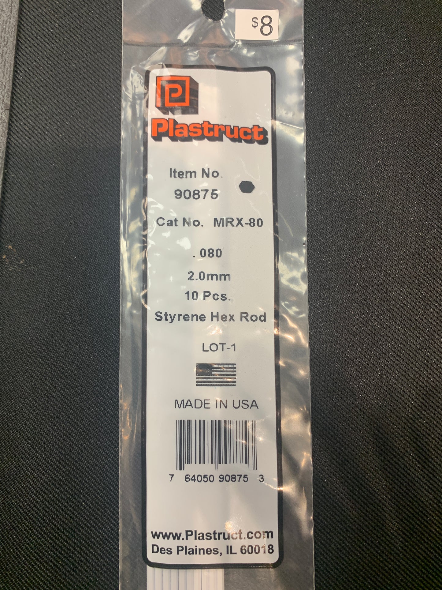 Plastruct styrene hex rod 080 diameter 2.00 mm