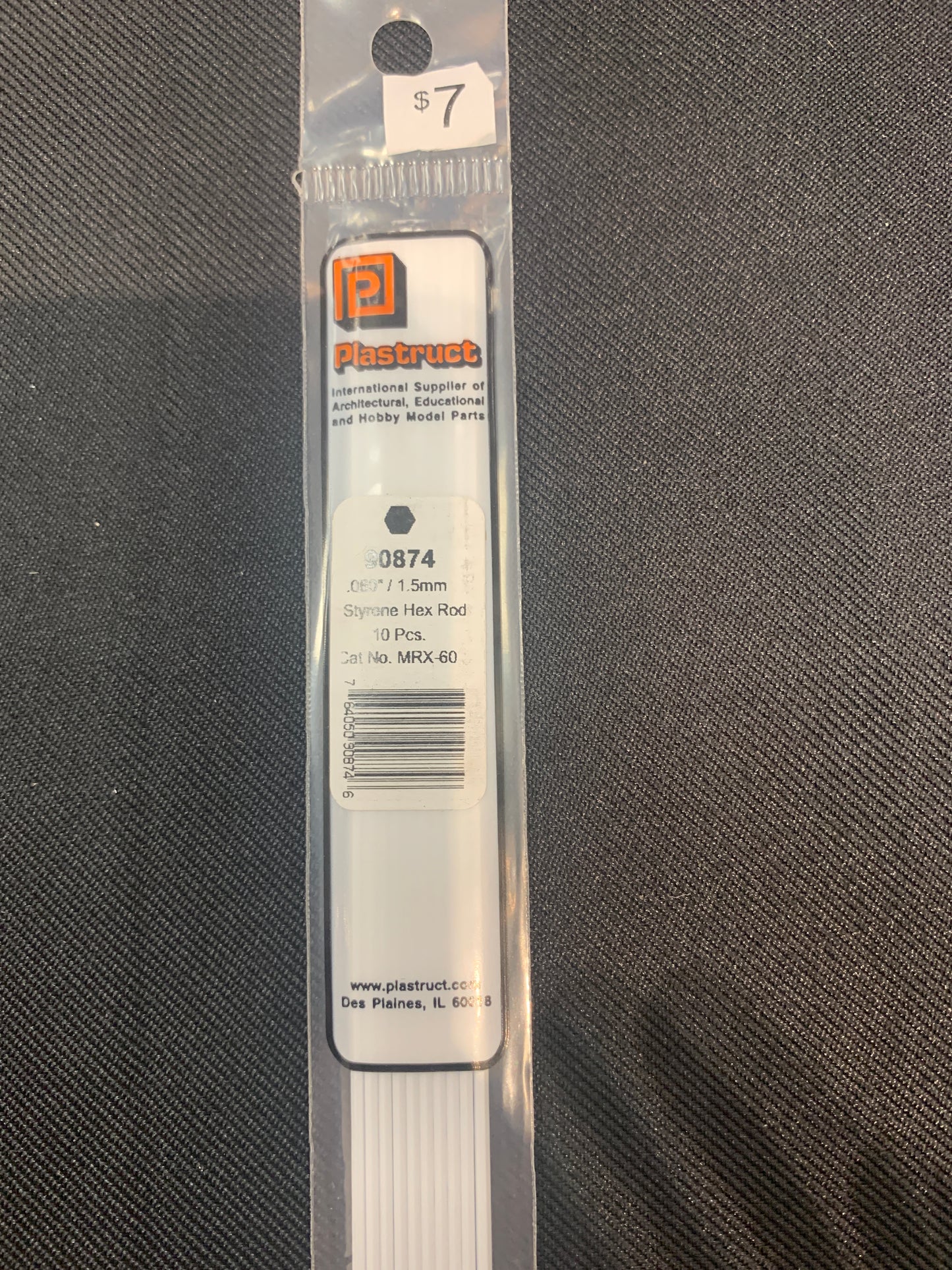 Plastruct styrene hex rod 060 1.5mm