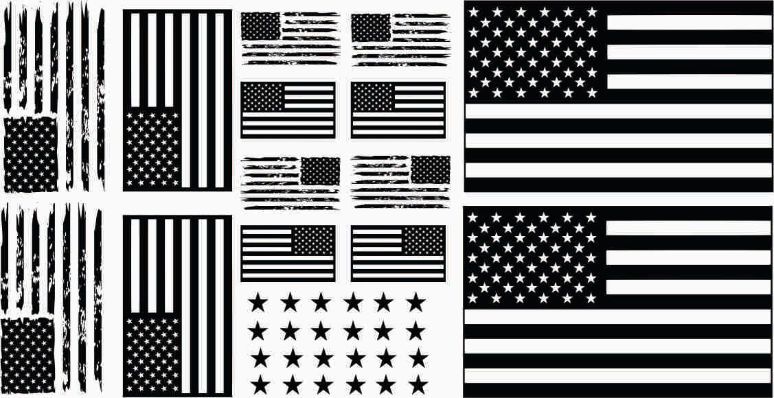 Flag black and white variety water slide decals