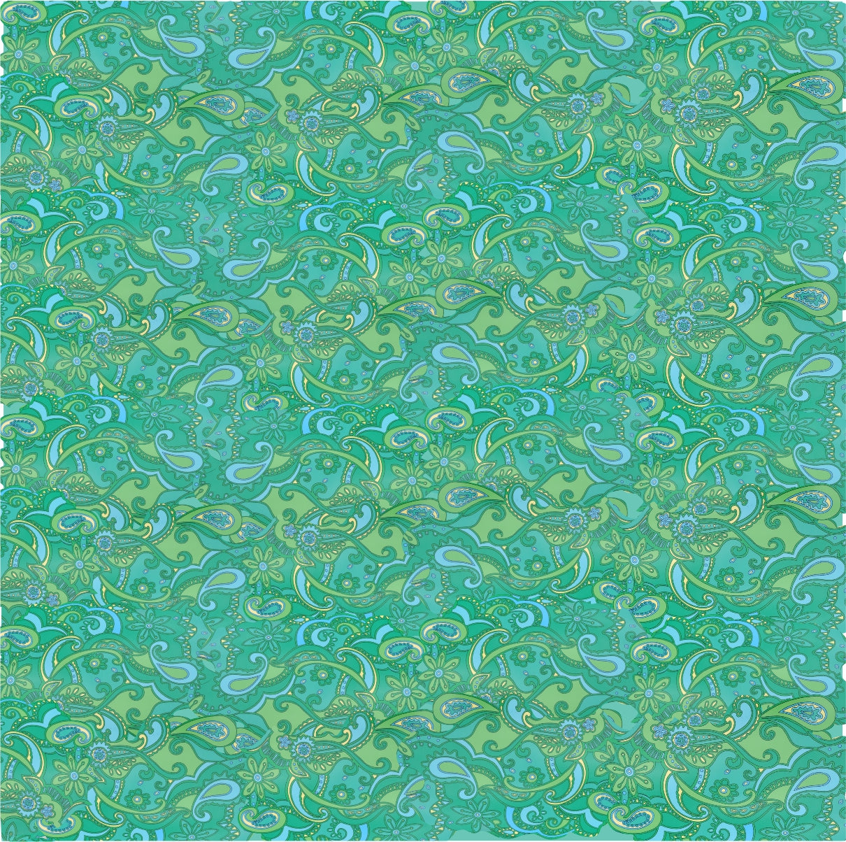 Mod top blue green paisley Water Slide Decal Sheet