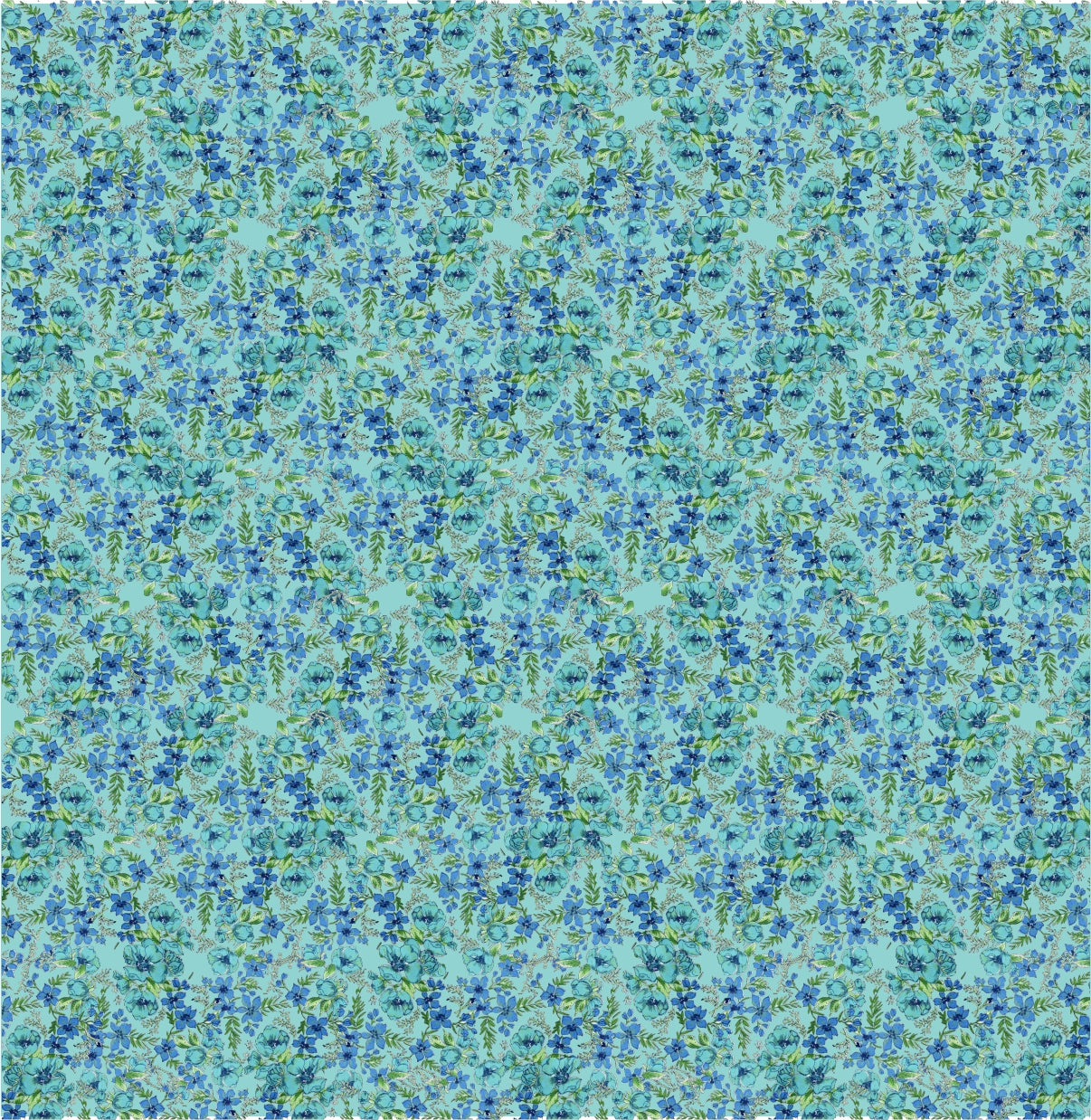 Mod top blue teal floral Water Slide Decal Sheet