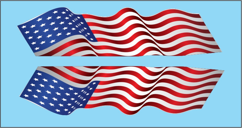 USA waving flag large water slide decals