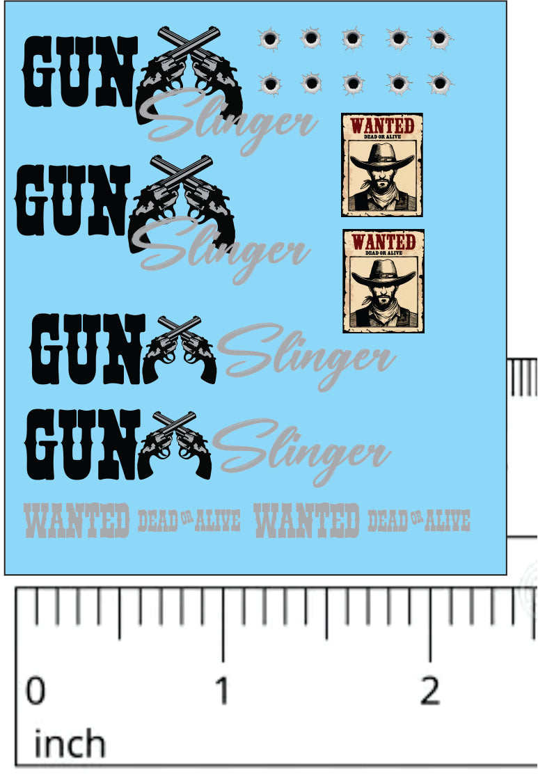 Gunslinger Gasser style water slide decal