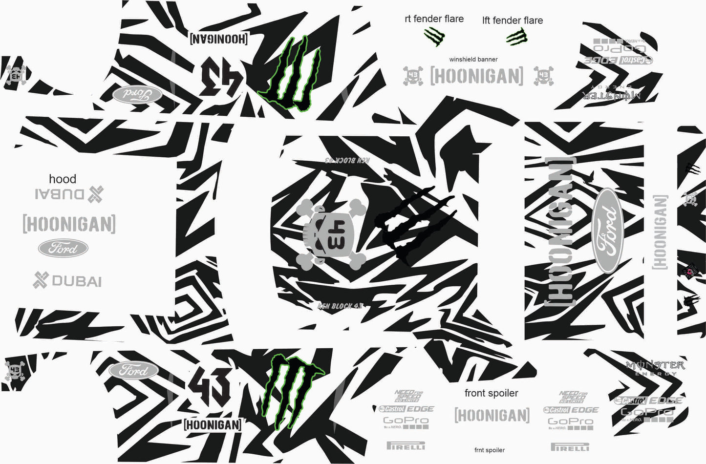 Hoonigan black wrap water slide decal