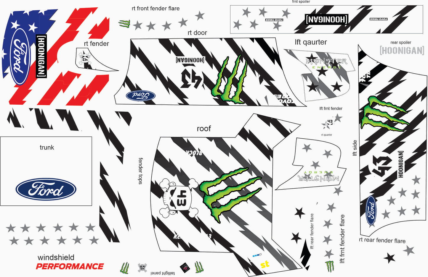 Hoonigan twin turbo wrap water slide decal