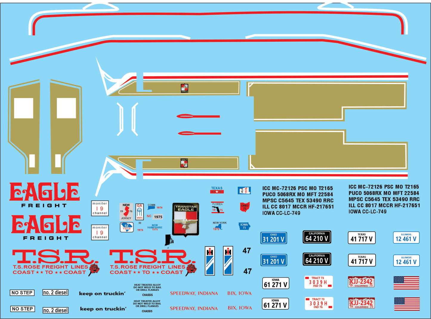International Transtar ii Eagle water slide decals