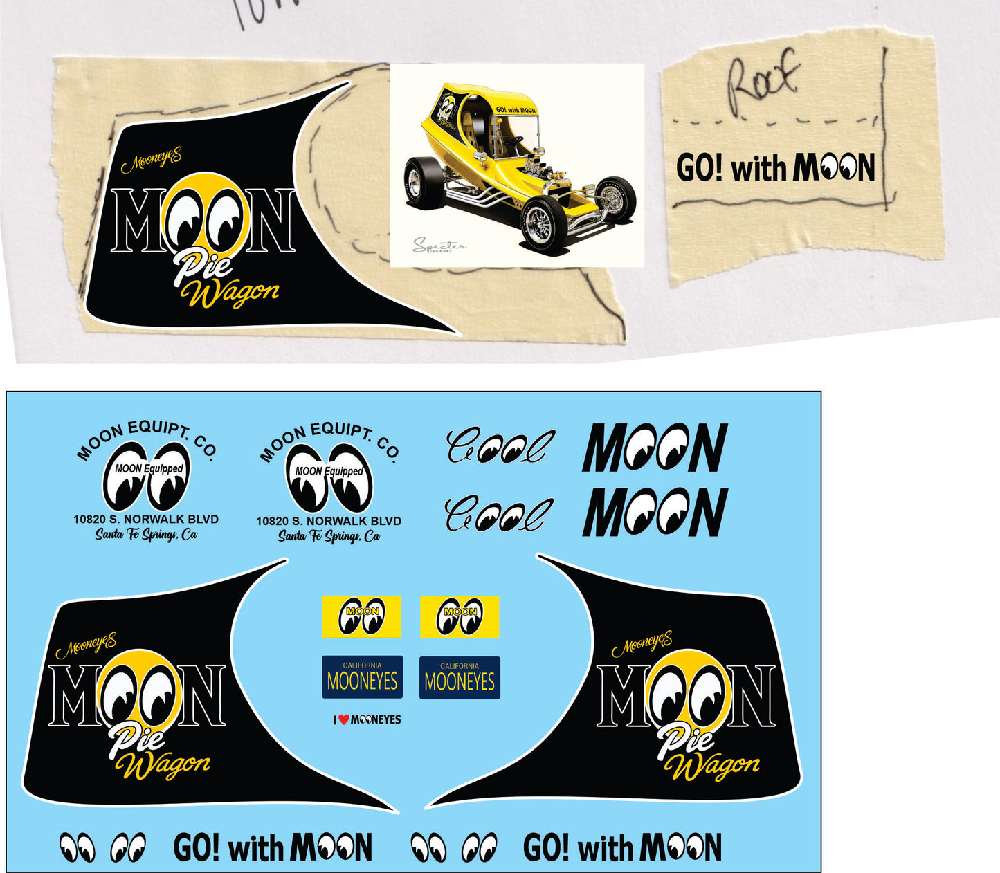Moon Eyes water slide decals