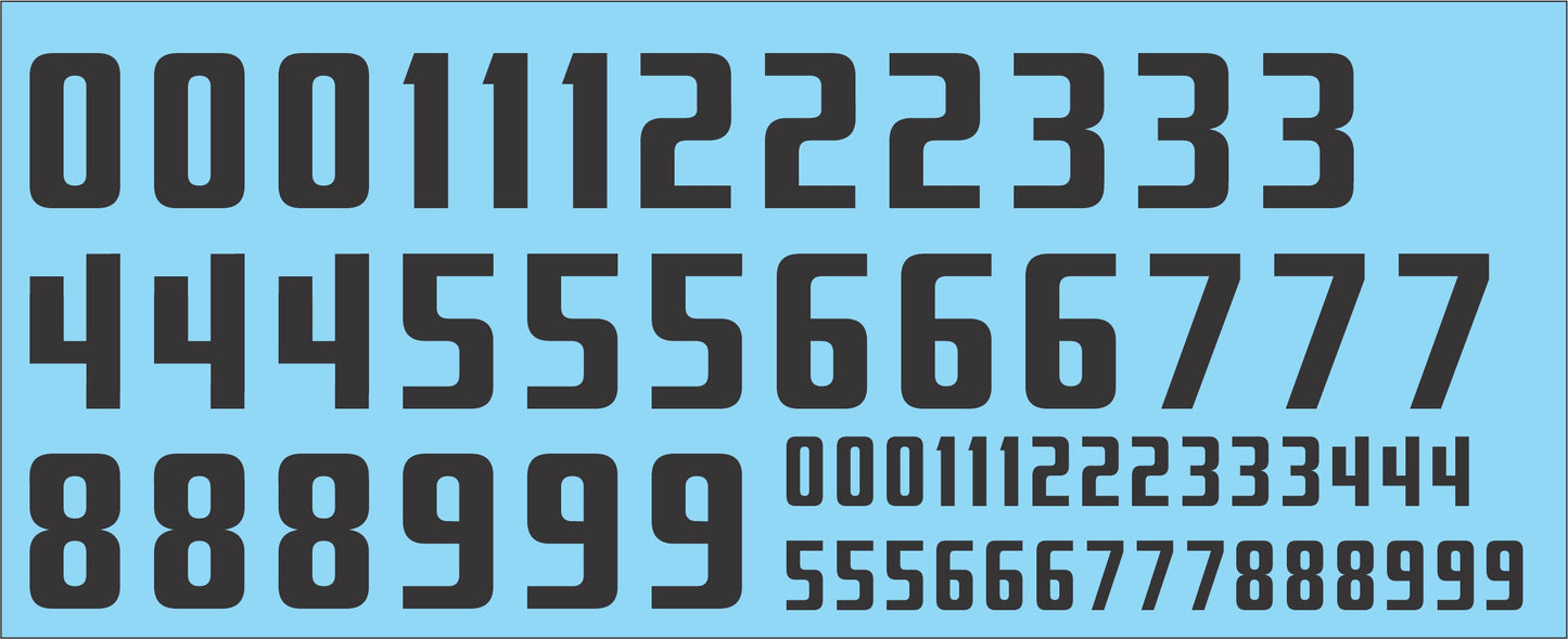 Numbers "fontana" Water Slide decals