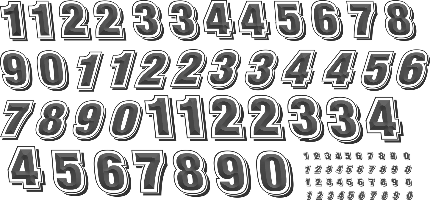 Numbers "bevel" Water Slide decals