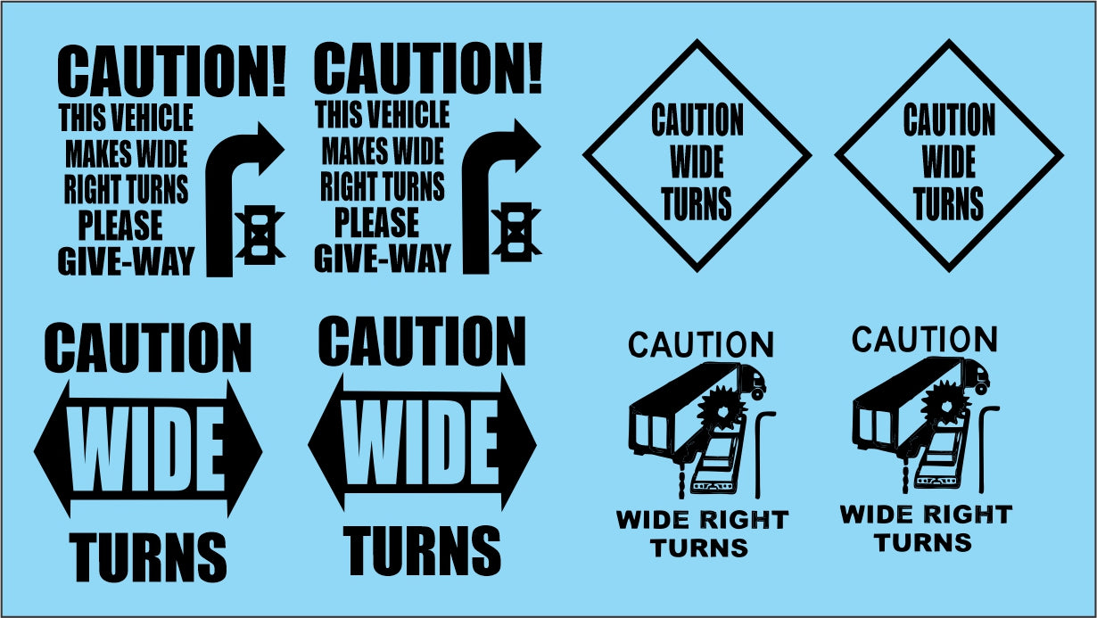 Wide Turns Black Water Slide Decals