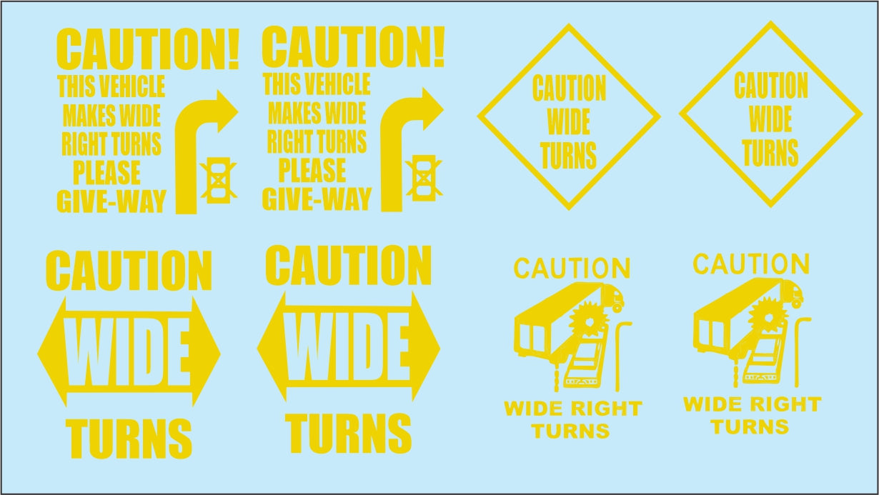 Wide Turns Yellow Water Slide Decals