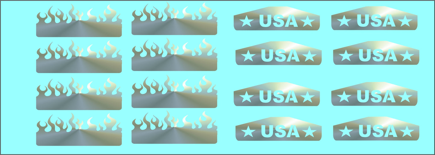 flame mud flaps water slide decals