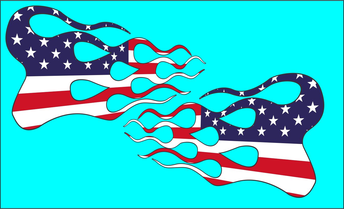 Flag Flames Flag #1 water slide decals