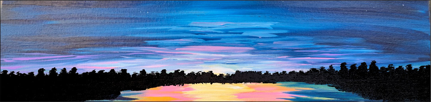 Lake sunset window mural water slide decal