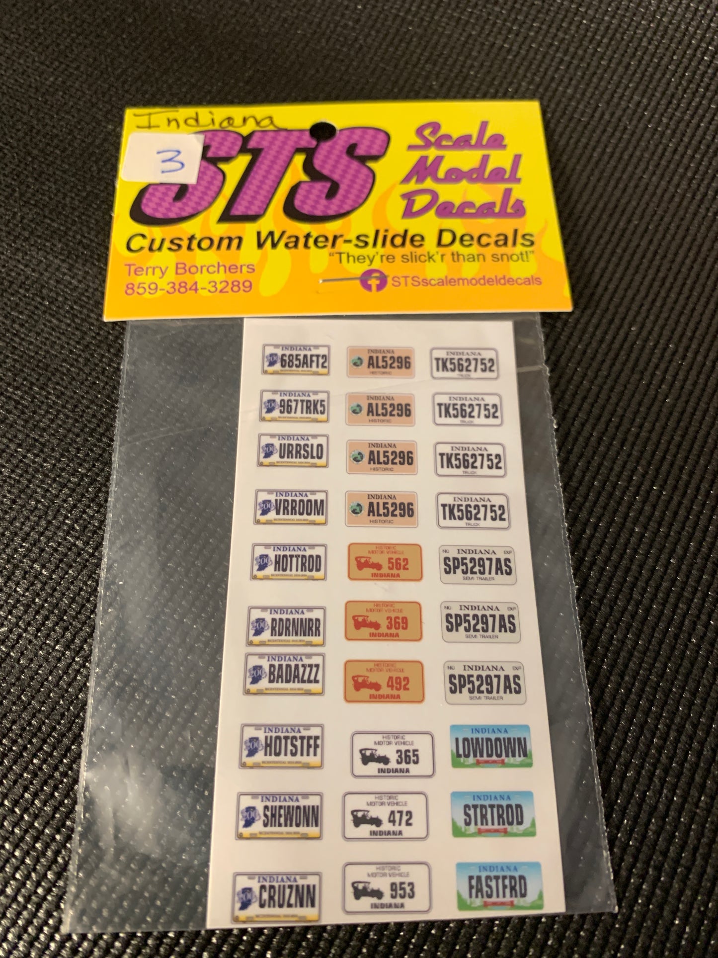 Indiana License Plate Assortment for 1:24 1:25 scale models