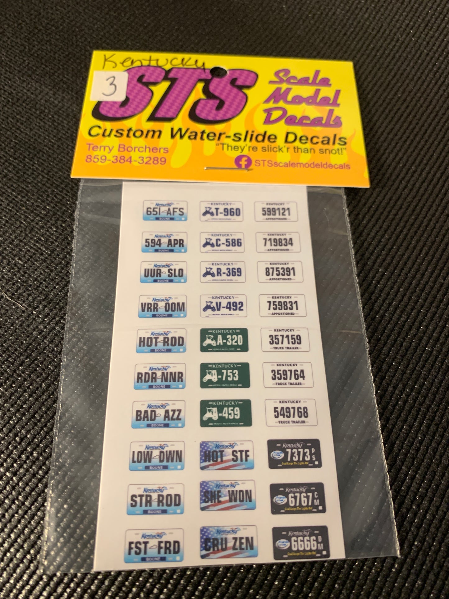Kentucky License Plate Assortment for 1:24 1:25 scale models