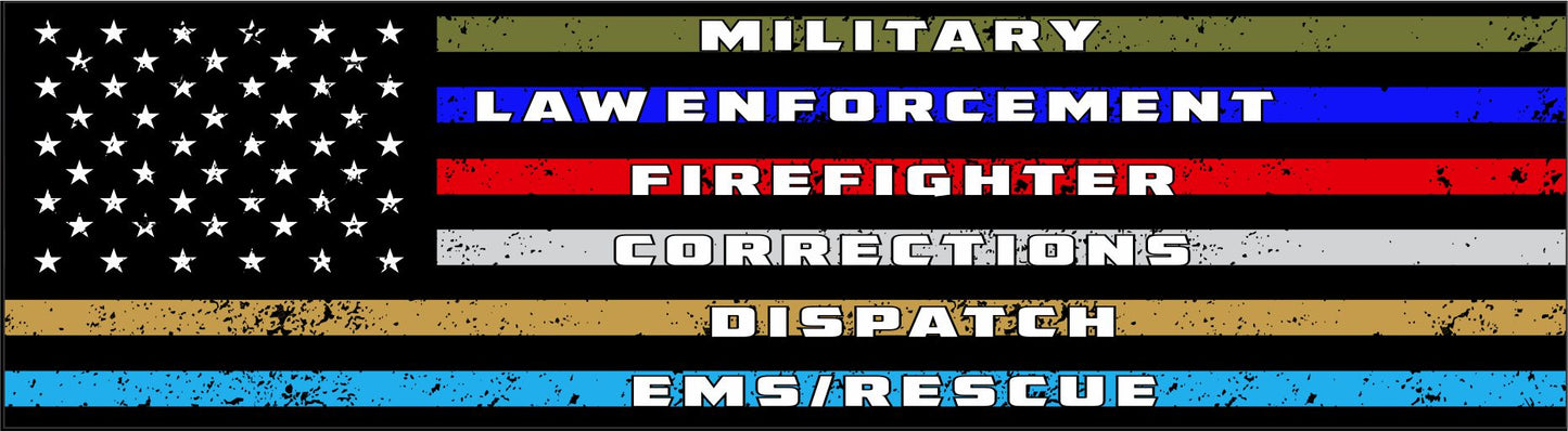 Service personnel thin blue line window mural water slide decal