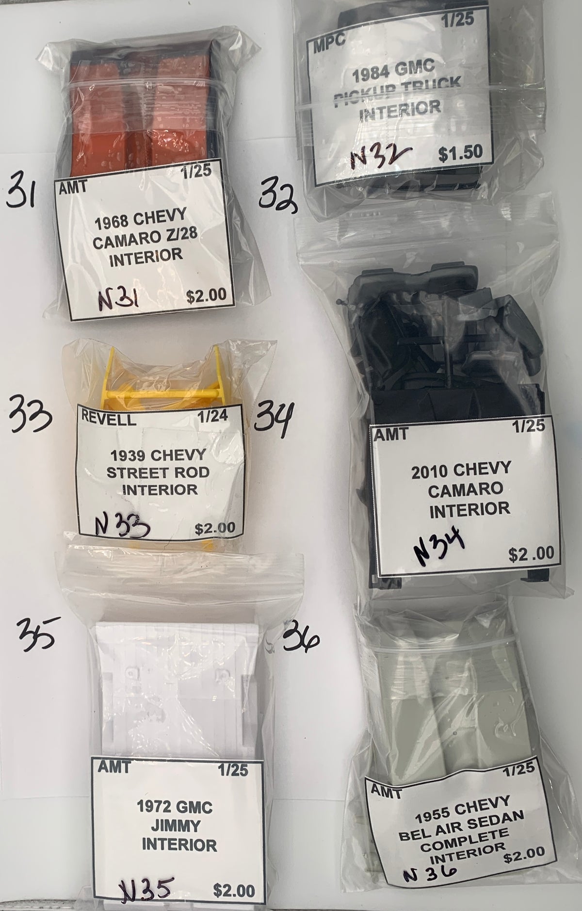 GM INTERIOR PARTS BAGS