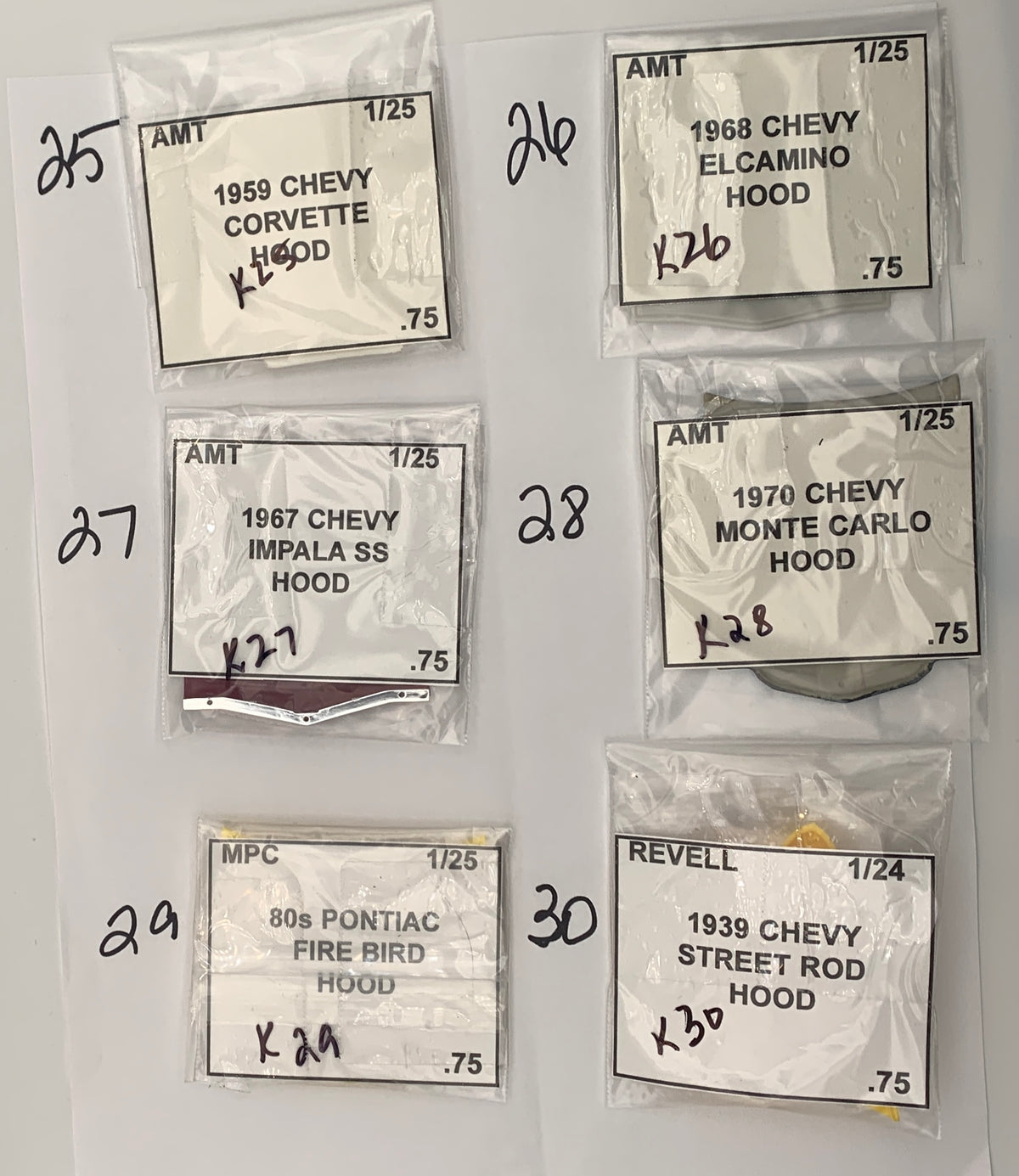 GM HOODS AND TRUNK LIDS PARTS BAG