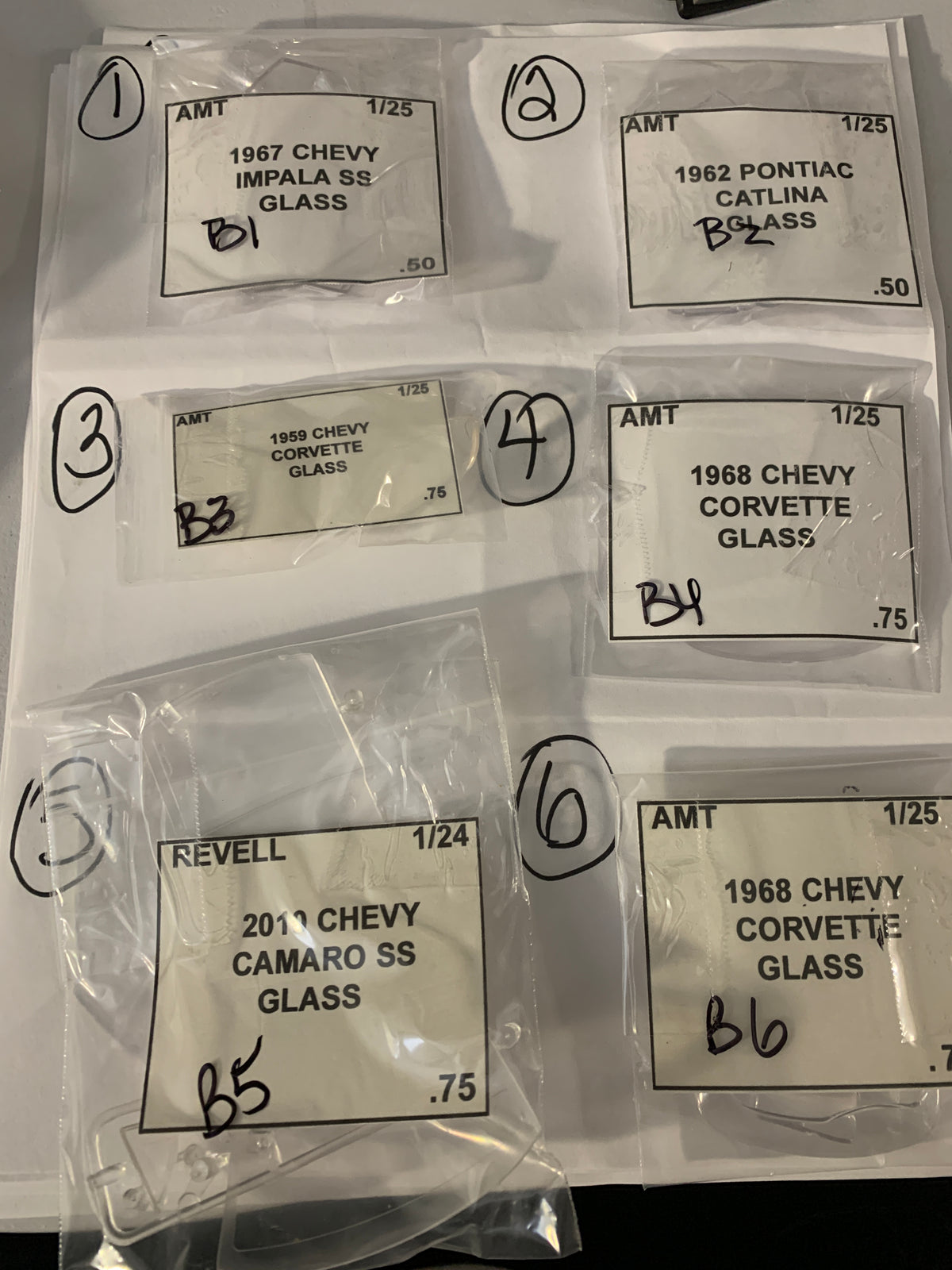 GM GLASS parts bag