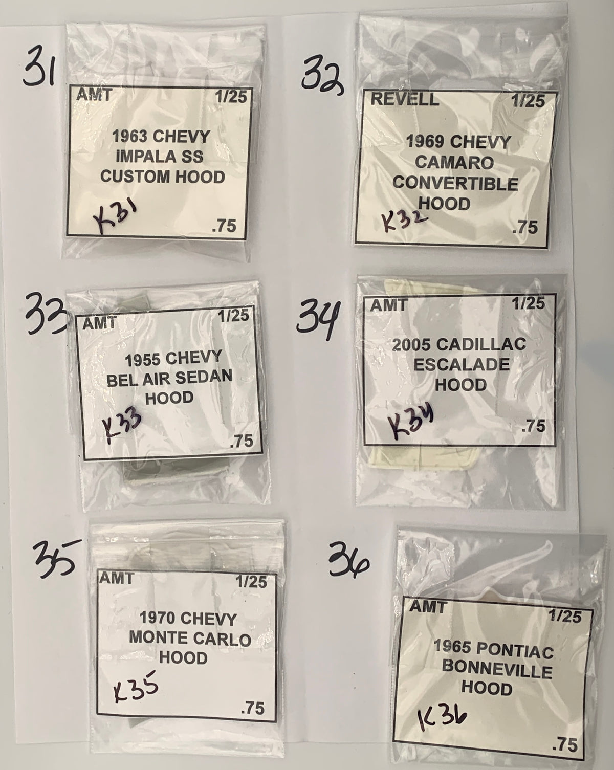 GM HOODS AND TRUNK LIDS PARTS BAG