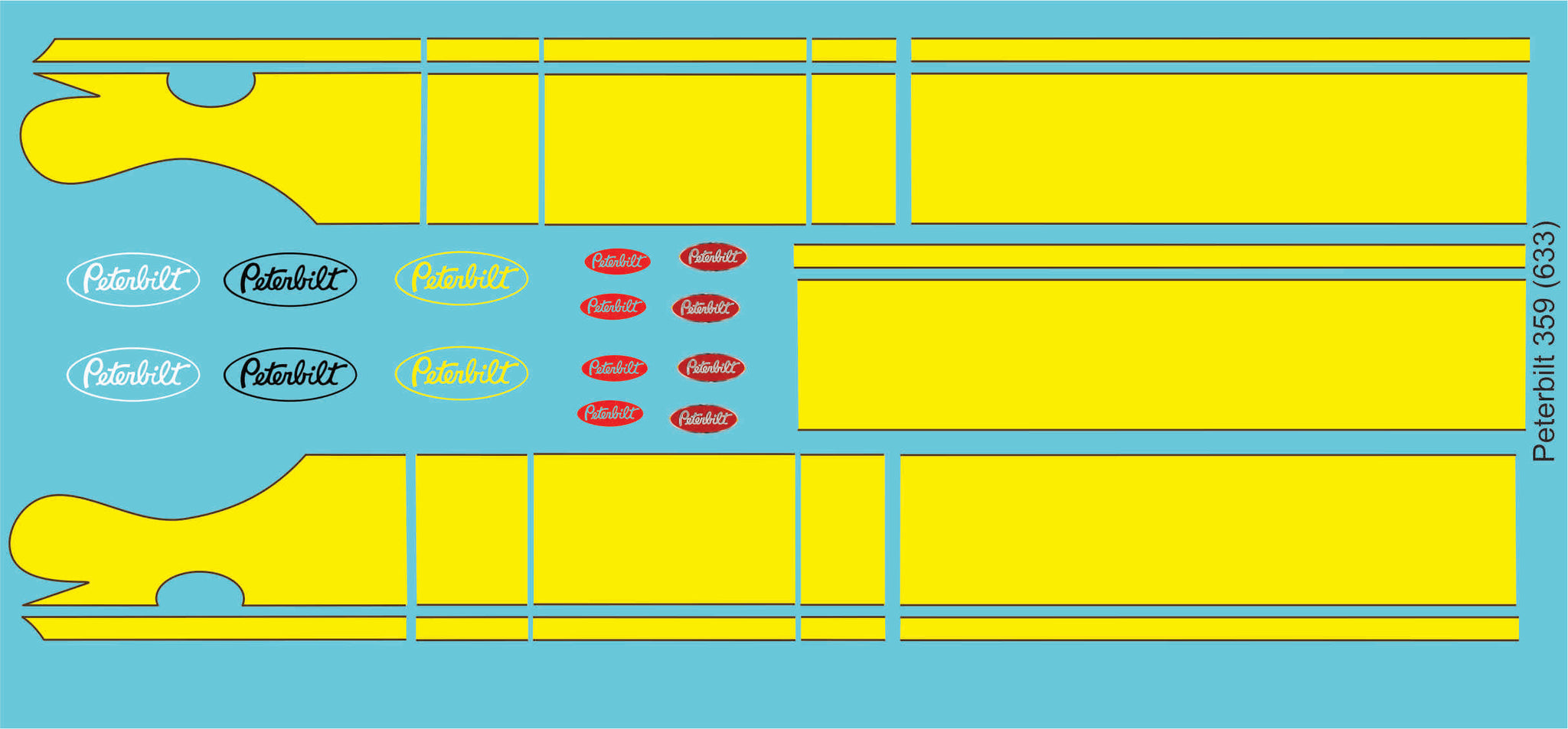 Peterbilt 359 Stripes 1/24 or 1/25 scale Water Slide Decal Sheet ...