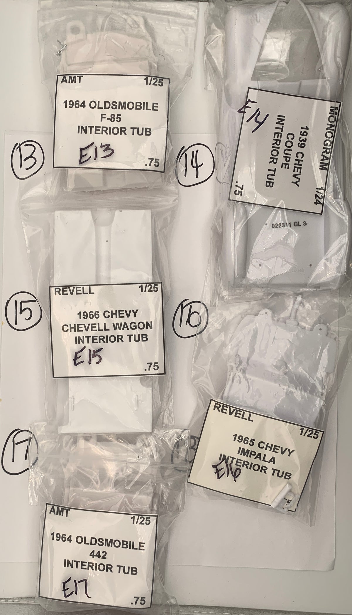 GM INTERIOR TUBS -  SEATS AND STEERING PARTS BAG