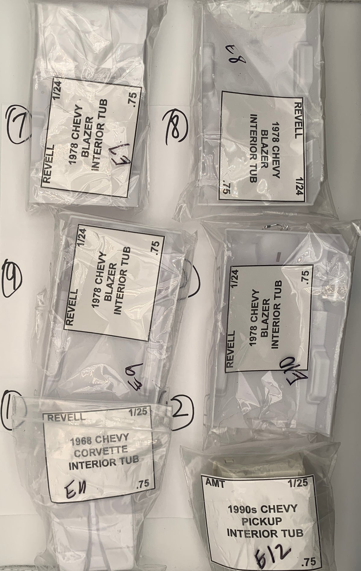 GM INTERIOR TUBS -  SEATS AND STEERING PARTS BAG