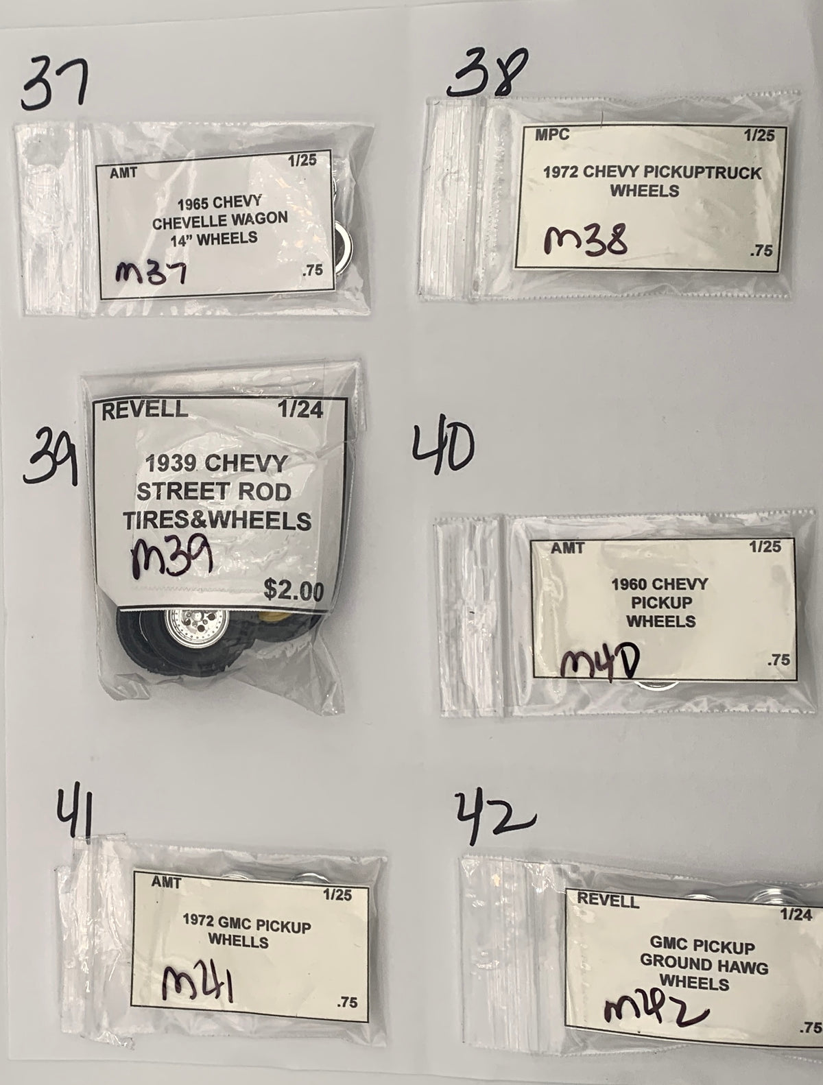 GM RIMS & TIRES WHEELS PARTS BAG