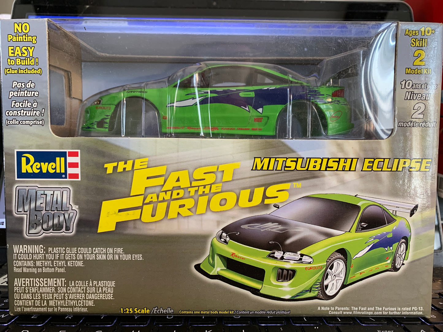Revell Fast & Furious kit #85-1523 is the green Mitsubishi Eclipse metal-body model kit