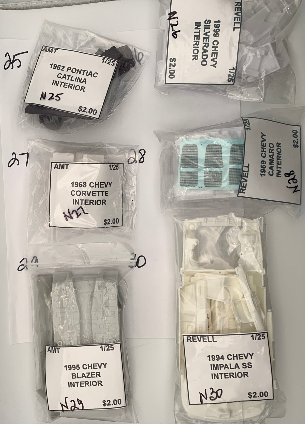 GM INTERIOR PARTS BAGS