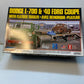 Lindberg Dodge L-700 and 1940 Ford coupe with flatbed trailer combo model kit ￼￼￼