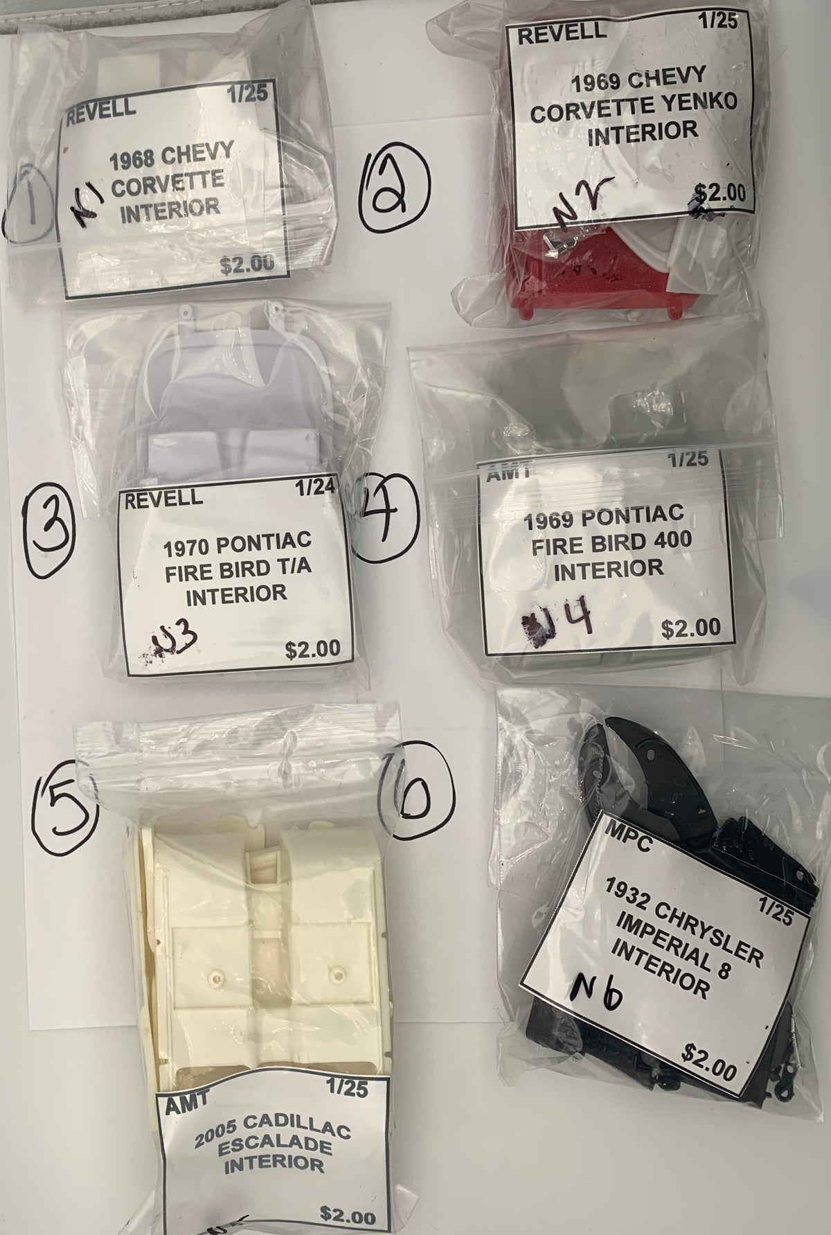 GM INTERIOR PARTS BAGS
