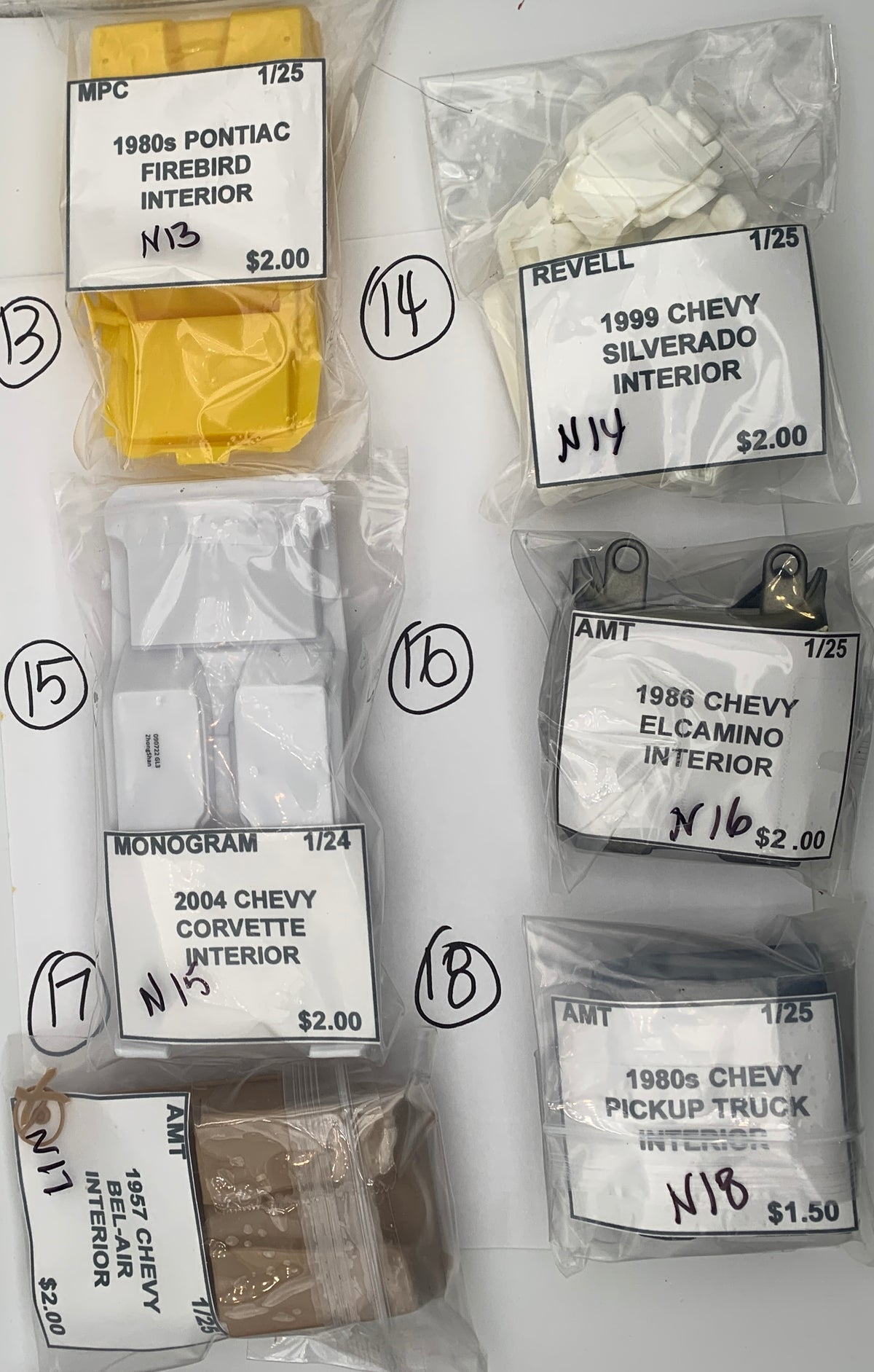 GM INTERIOR PARTS BAGS