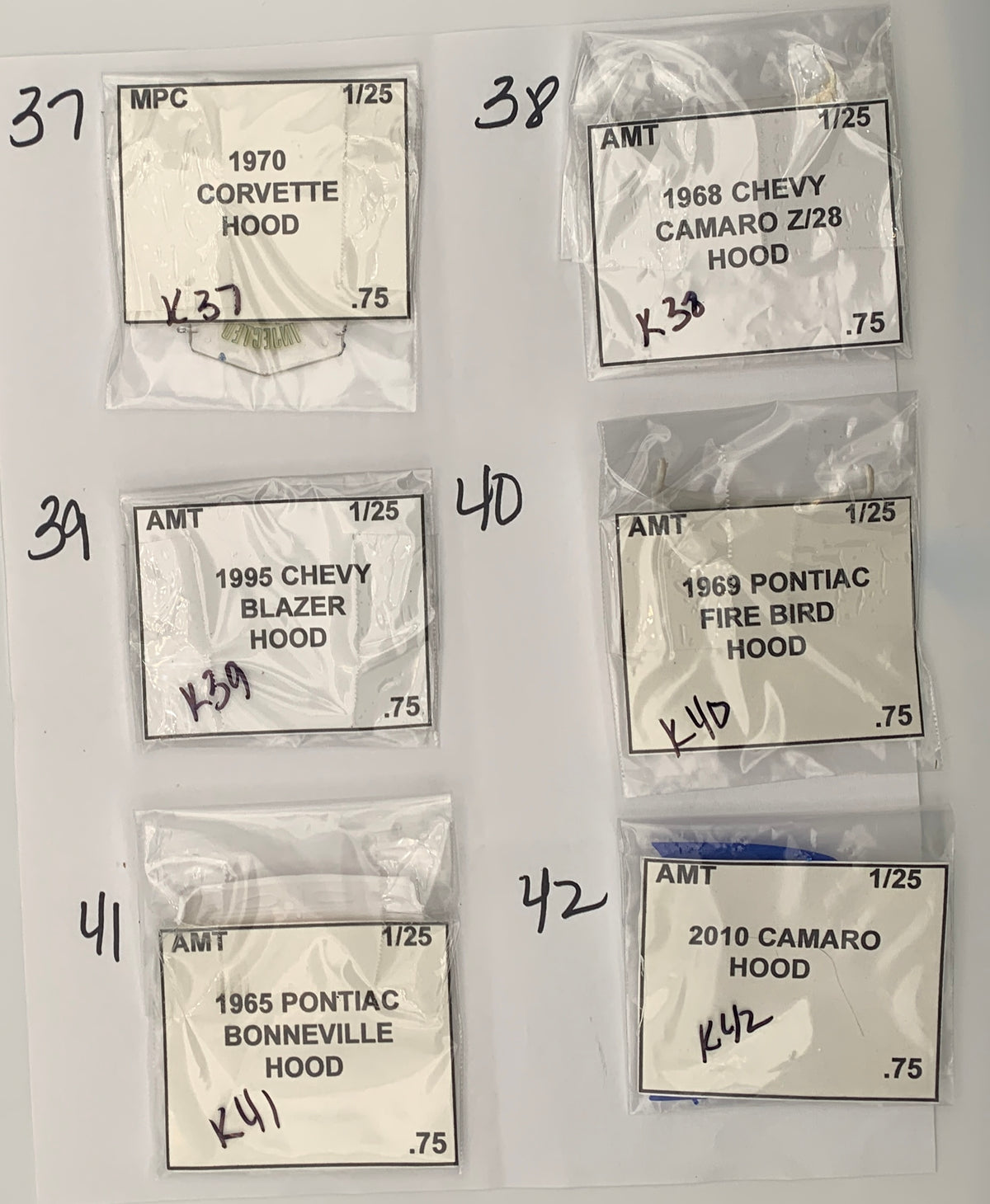 GM HOODS AND TRUNK LIDS PARTS BAG