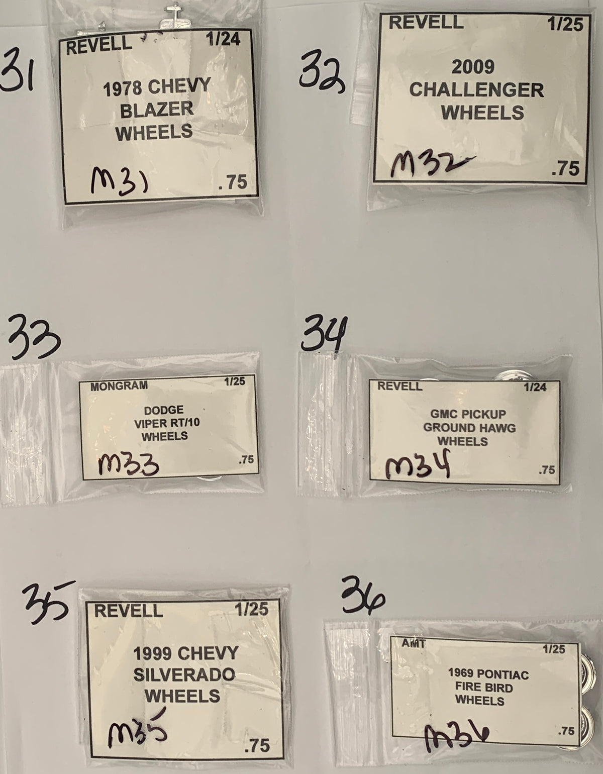 GM RIMS & TIRES WHEELS PARTS BAG