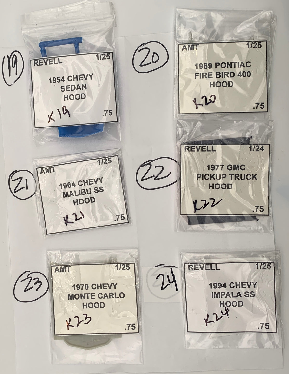 GM HOODS AND TRUNK LIDS PARTS BAG