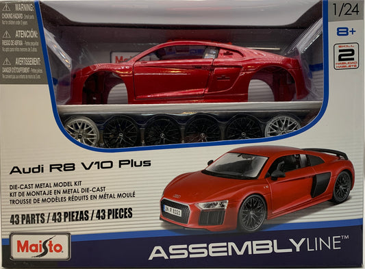 Maisto Assembly Line Die-Cast Audi R8 V10 Plus, 1/24 Scale Model Kit