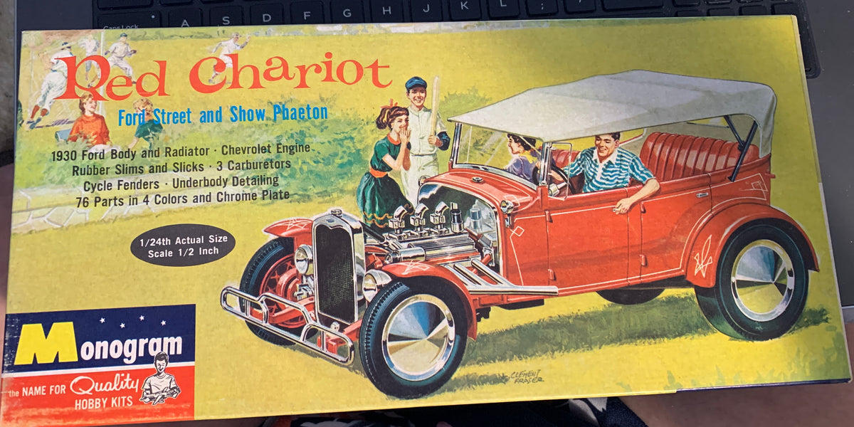 Monogram Red Chariot PC75-149 is a 1/24-scale Ford custom phaeton kit.