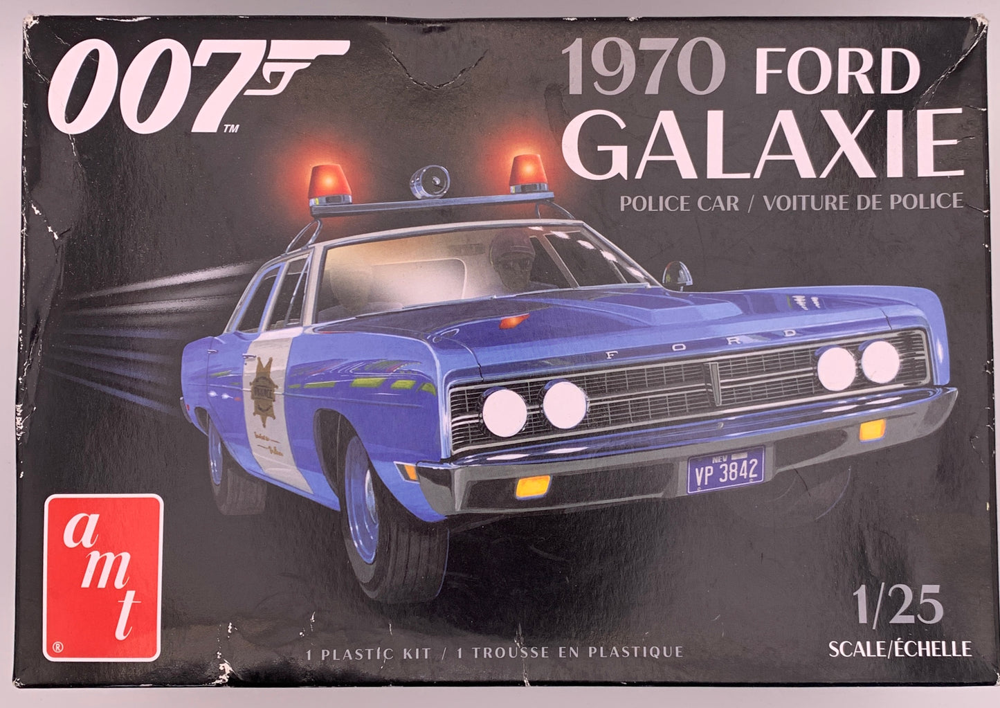 AMT 007 1970 Ford Galaxie Police Car, 1:25 Scale Model Kit