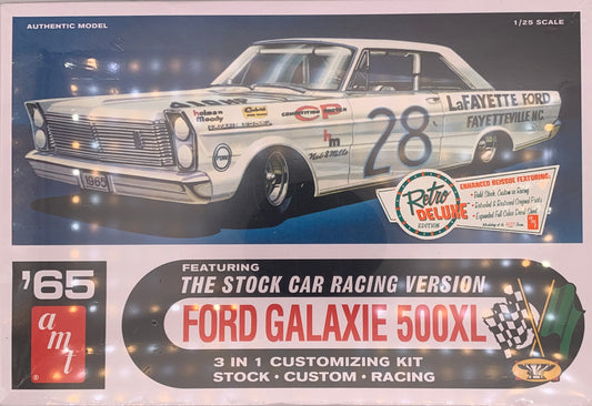 AMT ‘65 Ford Galaxie 500 XL, Stock Car Racing Version 3-in-1, 1/25 Scale Model Kit