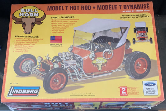 Lindberg Bull Horn Model T Hot Rod, 1/16 Scale Model Kit